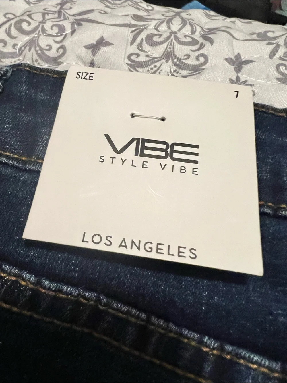 Vibe Dark Blue Skinny Jeans with White Distressed Front Stripes